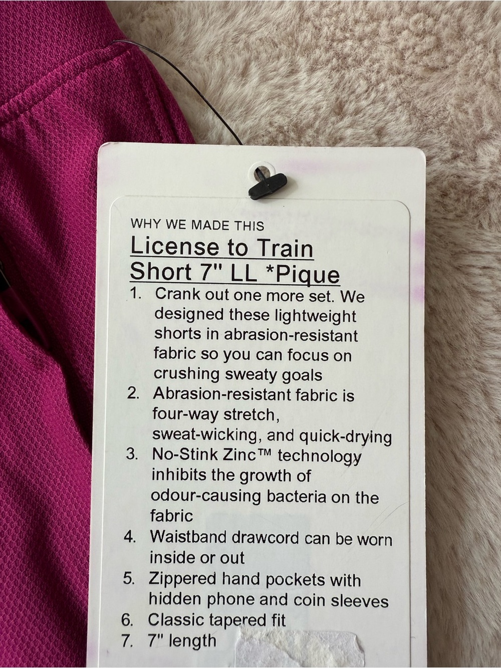 NWT Lululemon License to Train Short 7” LL *Pique Magenta Purple Size M - Picture 7 of 13